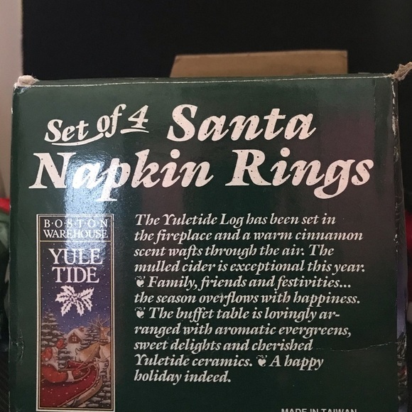 Yule Tide set of 4 Vintage Santa Napkin Holder rings - Picture 11 of 12